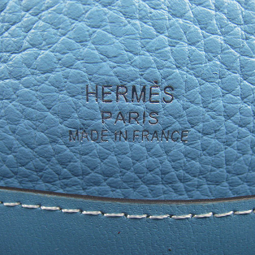 AAA Hermes Kelly 22 CM France Leather Handbag Light Blue H008 On Sale